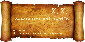 Kovacsevics Kálmán névjegykártya